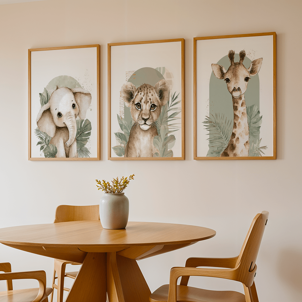 3pcs/set Retro Elephant Lion a - đánh giá và giá Baby Nursery Giraffe