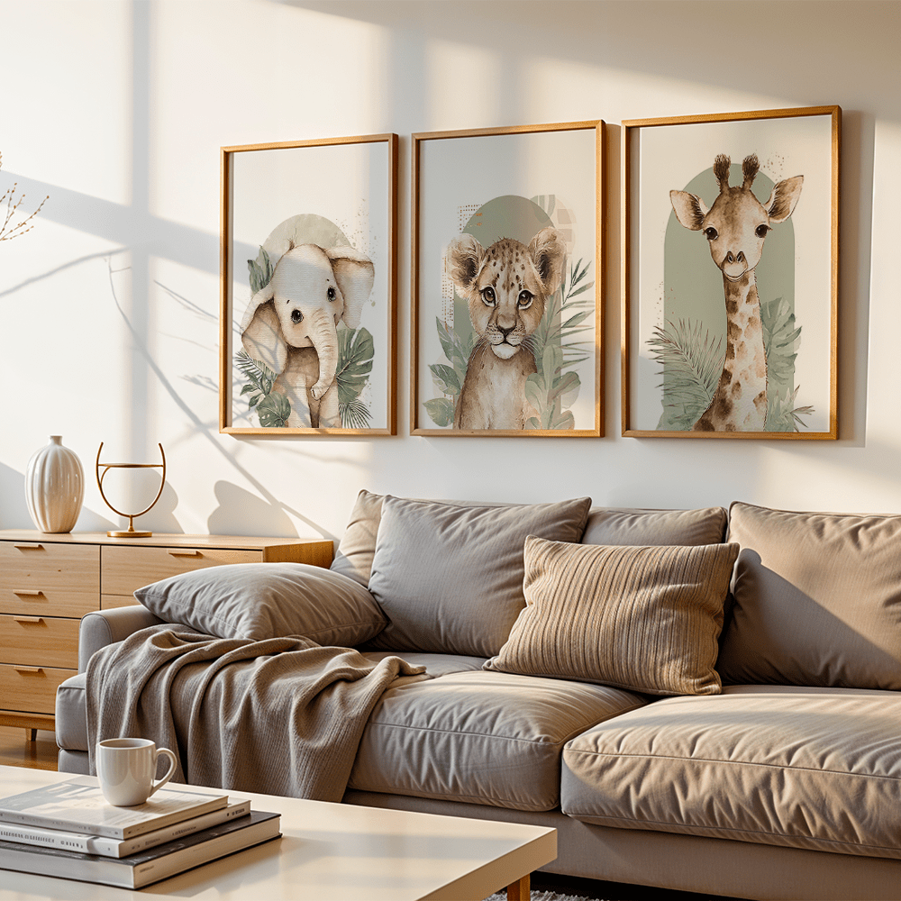 3pcs/set Retro Elephant Lion a - đánh giá và giá Baby Nursery Giraffe