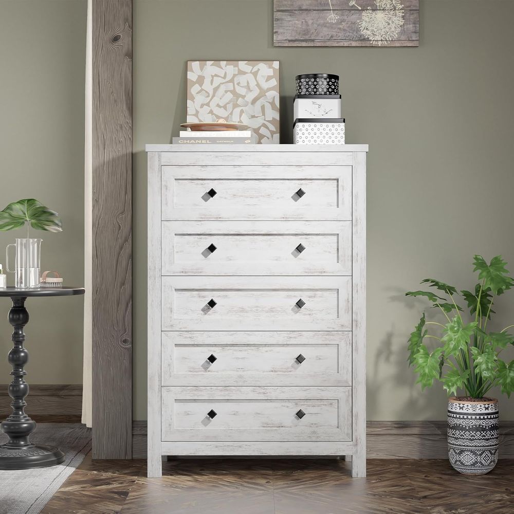 5 Drawer Dresser for Bedroom,  - đánh giá và giá Drawer Dresser White