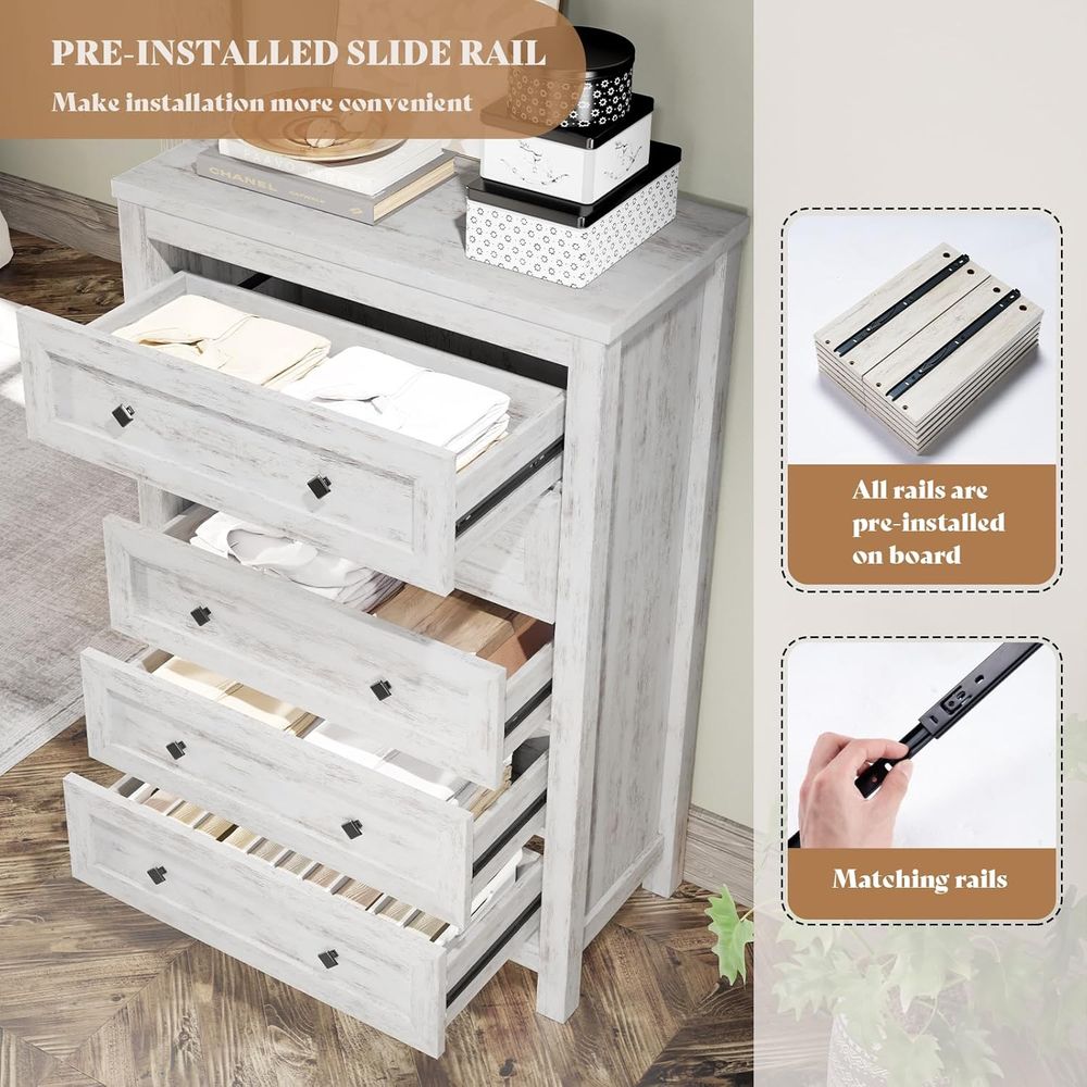 5 Drawer Dresser for Bedroom,  - đánh giá và giá Drawer Dresser White