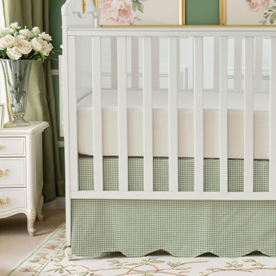 Scallop Edge Cotton Crib Skirt - đánh giá và giá Baby Nursery Gender Neutral