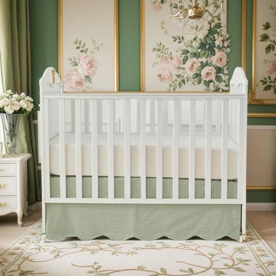 Scallop Edge Cotton Crib Skirt - đánh giá và giá Baby Nursery Gender Neutral