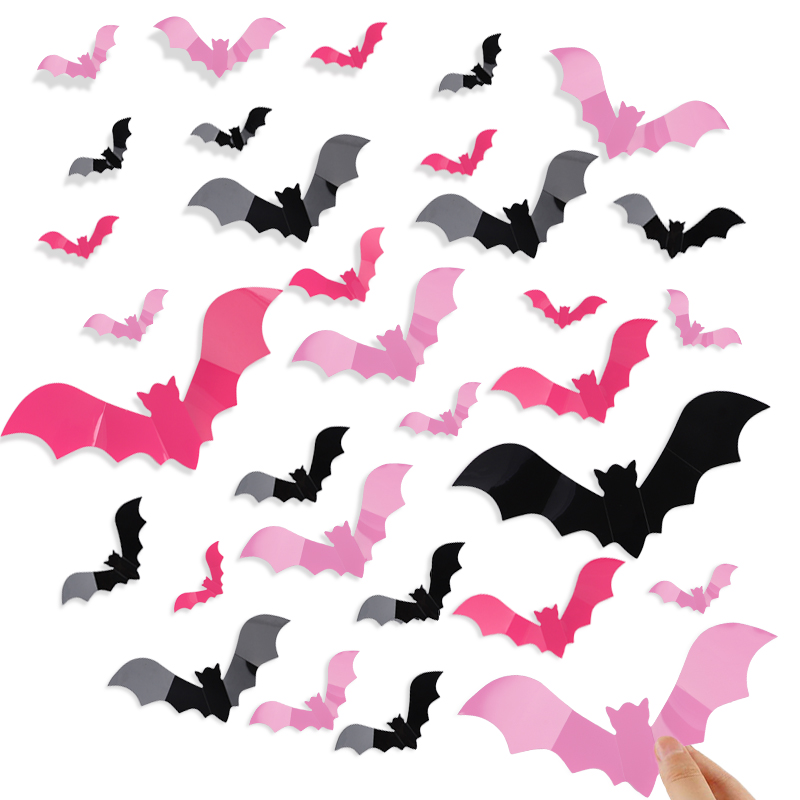 24/48Pcs Halloween Pink Bats W - đánh giá và giá Baby Nursery Wall Decals