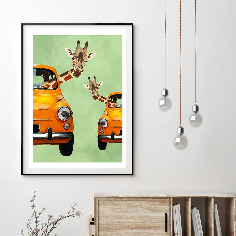 Giraffes In Yellow Cars Cartoo - đánh giá và giá Baby Nursery Yellow Walls