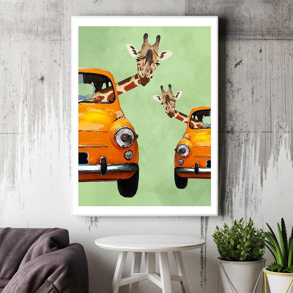 Giraffes In Yellow Cars Cartoo - đánh giá và giá Baby Nursery Yellow Walls