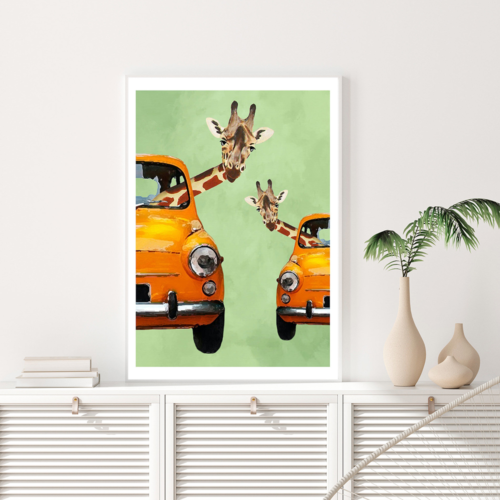 Giraffes In Yellow Cars Cartoo - đánh giá và giá Baby Nursery Yellow Walls