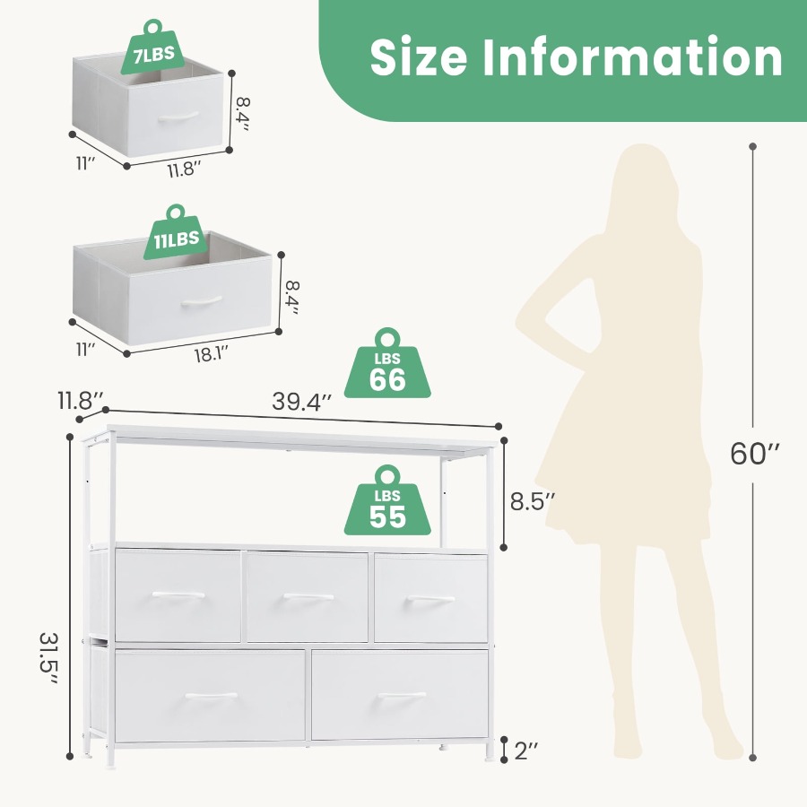 5 Drawer Dresser Wide Chest of - đánh giá và giá Drawer Dresser White