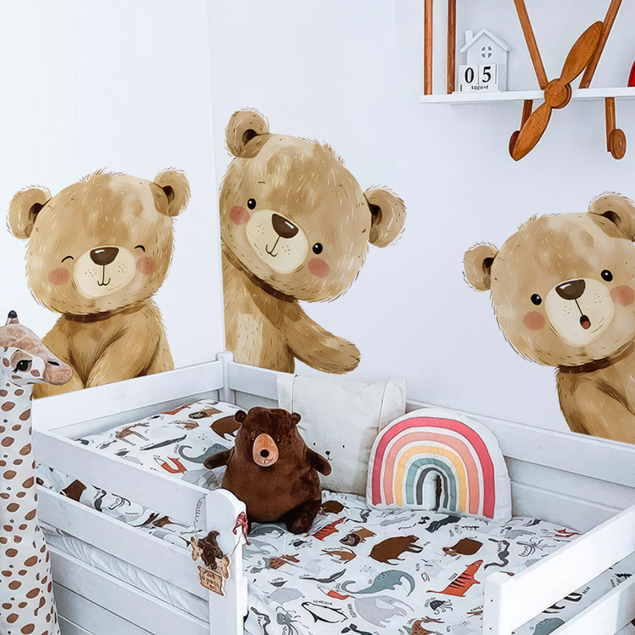 Kawaii Cartoon Bear Wall Stick - đánh giá và giá Baby Nursery Wallpaper Girl