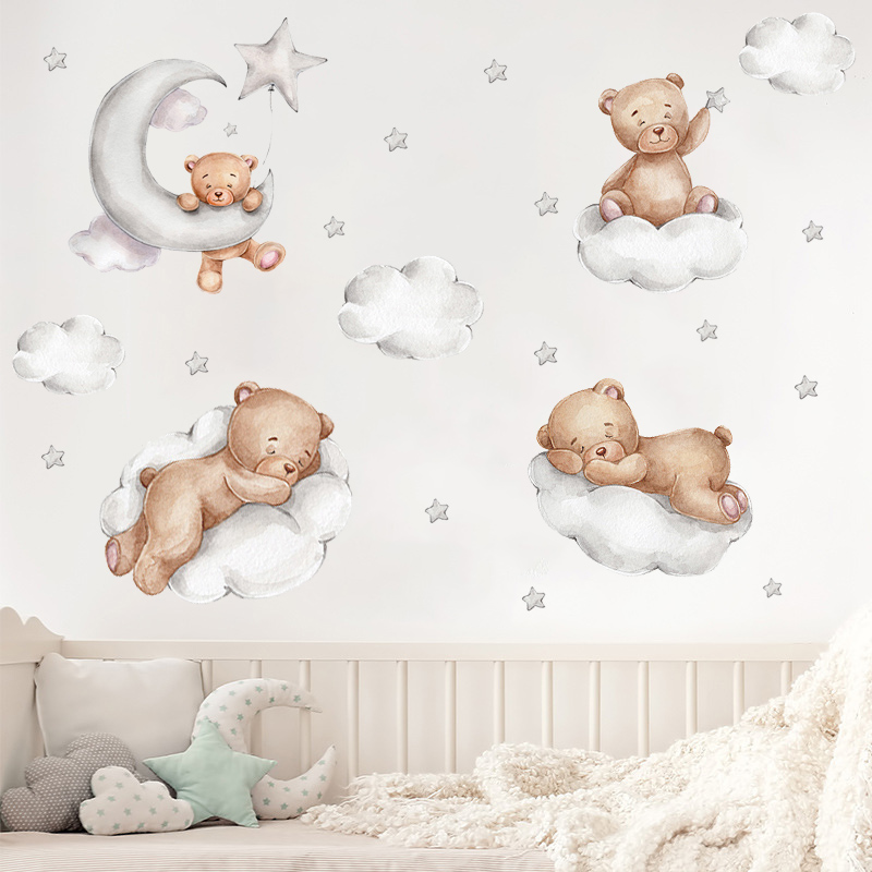 Kawaii Cartoon Bear Wall Stick - đánh giá và giá Baby Nursery Wallpaper Girl