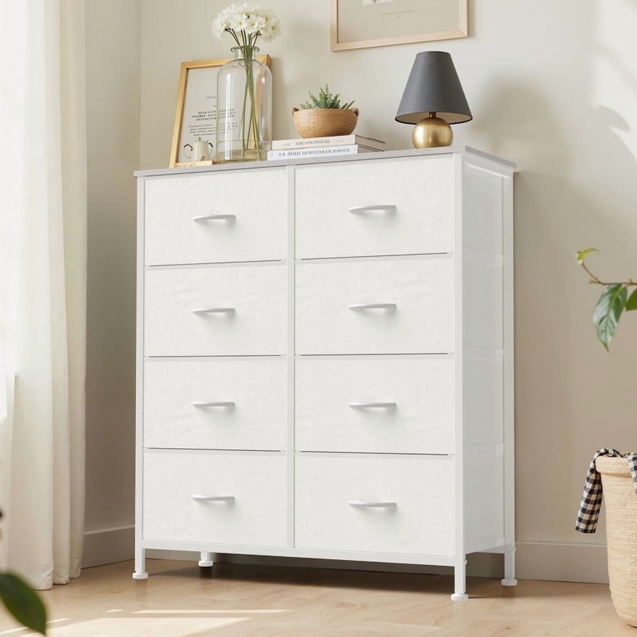 Chest of Dressers with 8 Fabri - đánh giá và giá Drawer Dresser White