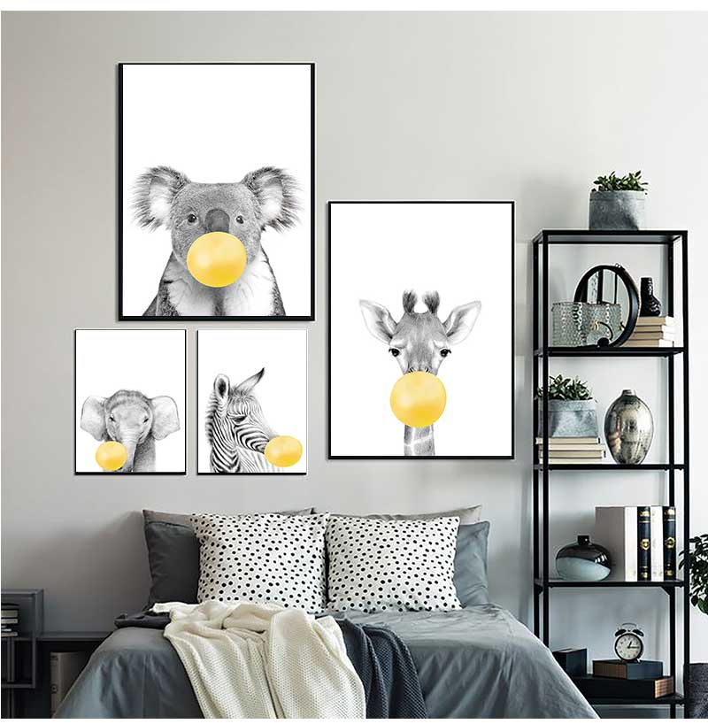 1pc frameless Canvas Painting  - đánh giá và giá Baby Nursery Yellow Walls