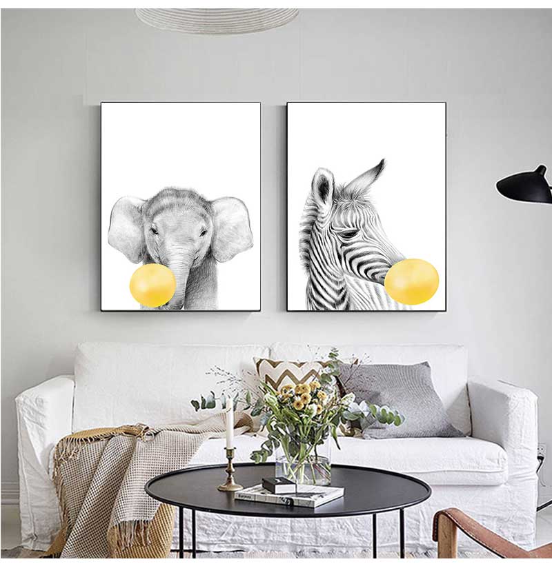 1pc frameless Canvas Painting  - đánh giá và giá Baby Nursery Yellow Walls