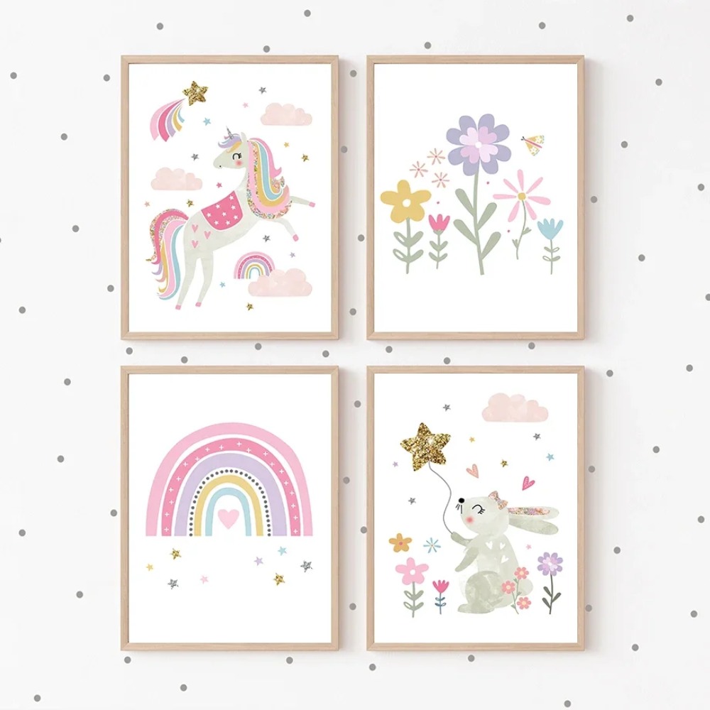 Pink Unicorn Rabbit Rainbow Cl - đánh giá và giá Baby Nursery Fabric