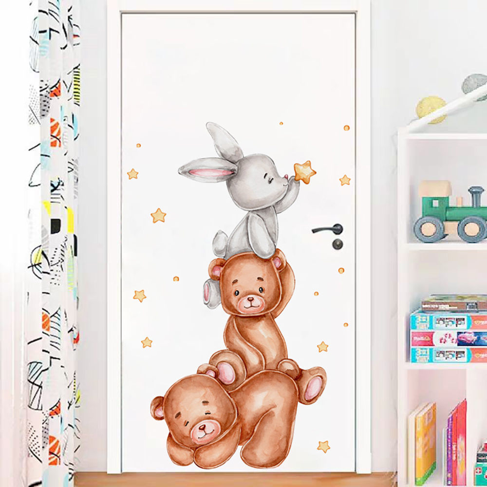 Cute Bunny Bear Star Wall Stic - đánh giá và giá Baby Nursery Wallpaper Girl
