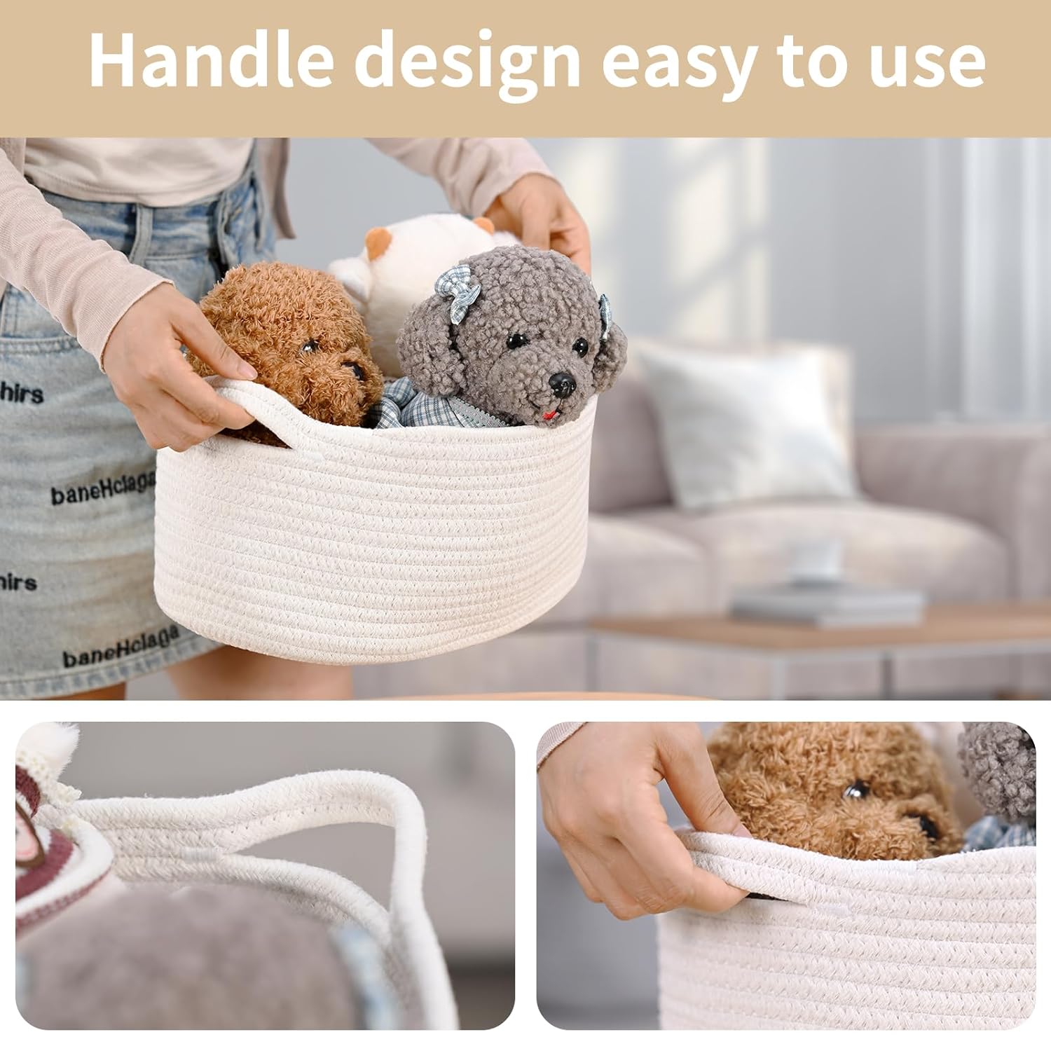 Woven Cotton Rope Basket with  - đánh giá và giá Baby Nursery Images Free