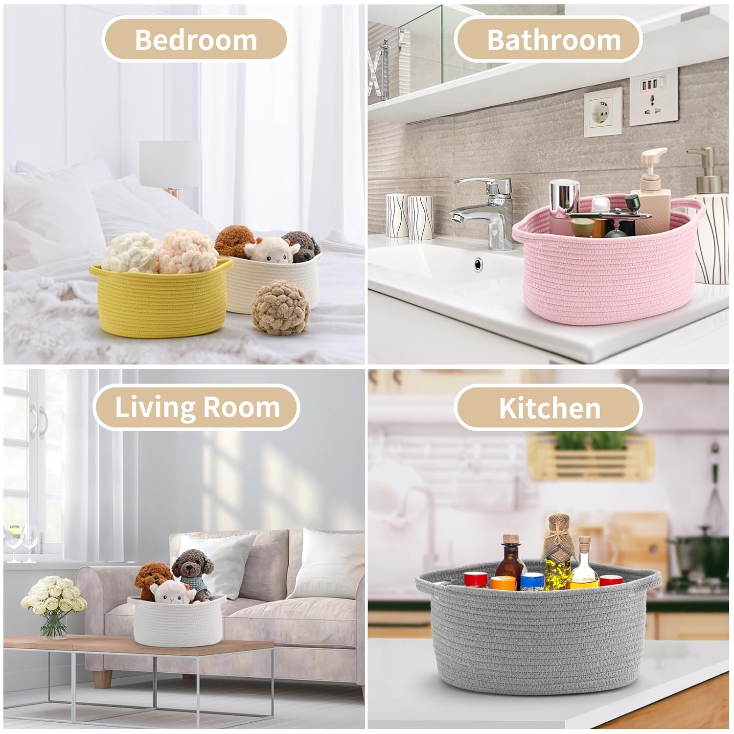 Woven Cotton Rope Basket with  - đánh giá và giá Baby Nursery Images Free