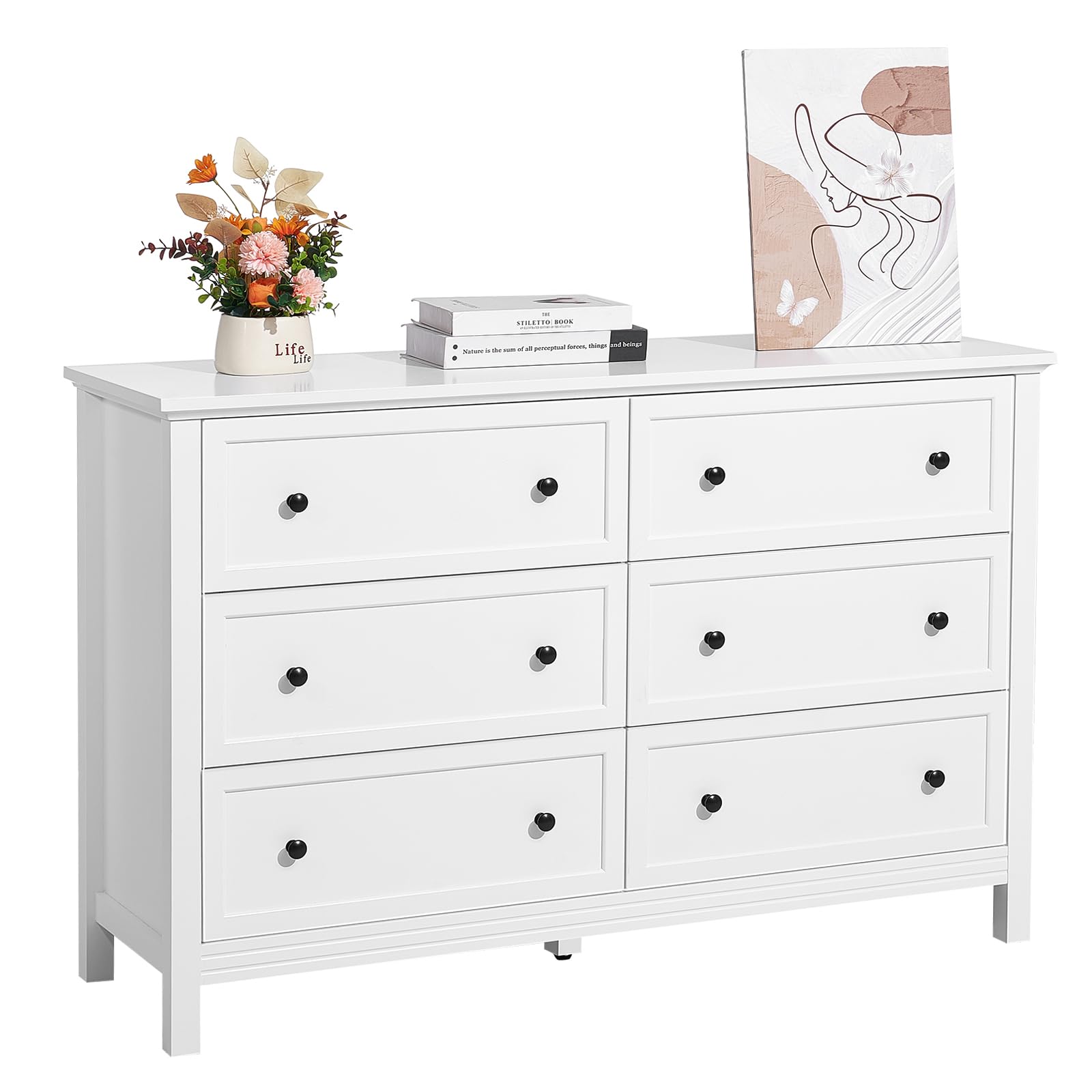 6 Drawer White Wooden Dresser  - đánh giá và giá Drawer Dresser White