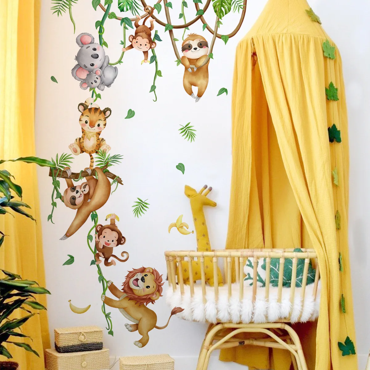 Forest Animal Lion Sloth Monke - đánh giá và giá Baby Nursery Wallpaper Girl
