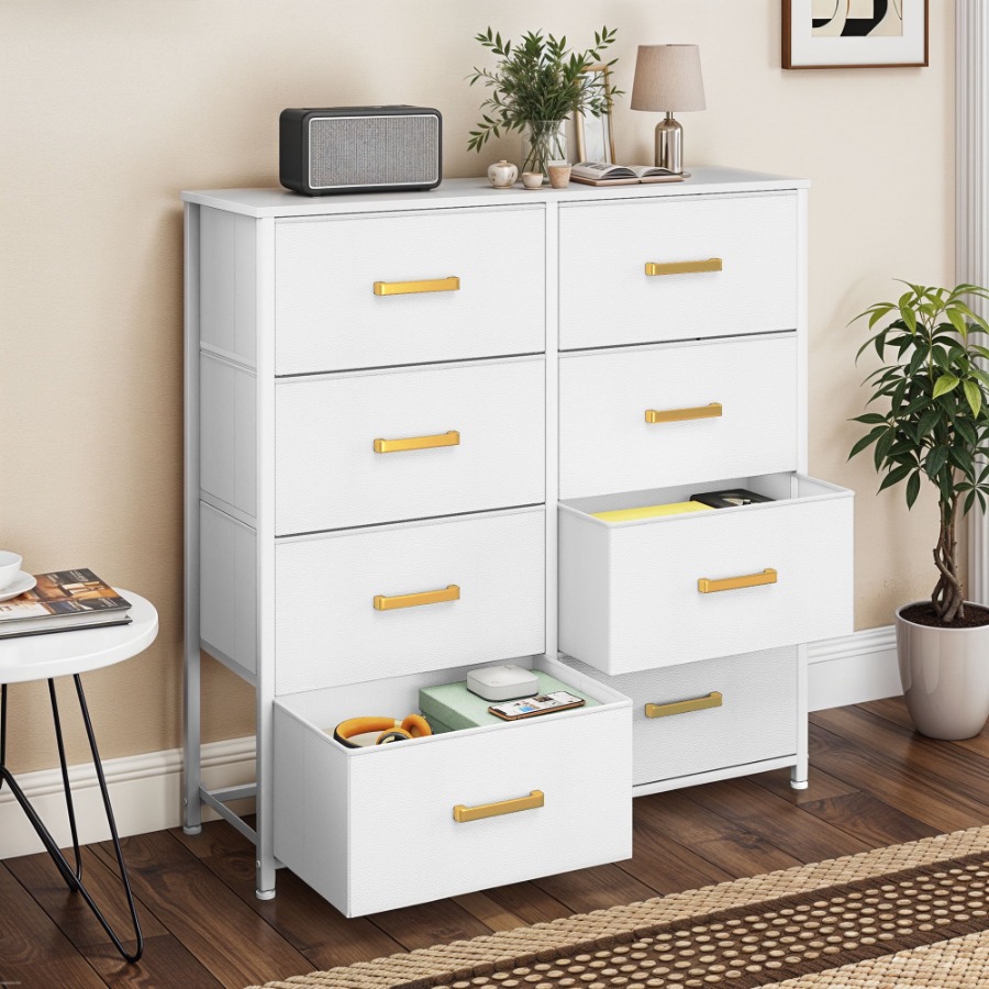 8 Drawer Fabric Chest of Stora - đánh giá và giá Drawer Dresser White