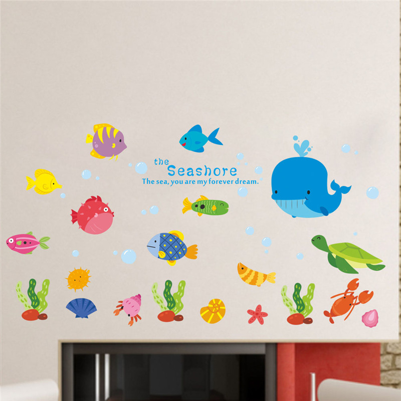 Cute Fishes Whale Shark Sealif - đánh giá và giá Baby Nursery Wall Decals