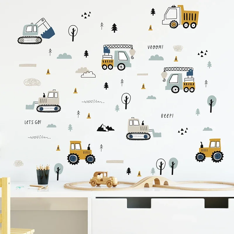Hand Drawn Cute Cars Cargo Tru - đánh giá và giá Baby Nursery Wall Decals