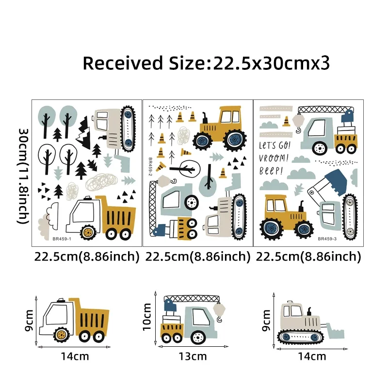 Hand Drawn Cute Cars Cargo Tru - đánh giá và giá Baby Nursery Wall Decals