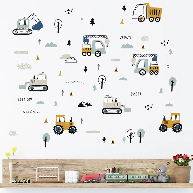 Hand Drawn Cute Cars Cargo Tru - đánh giá và giá Baby Nursery Wall Decals