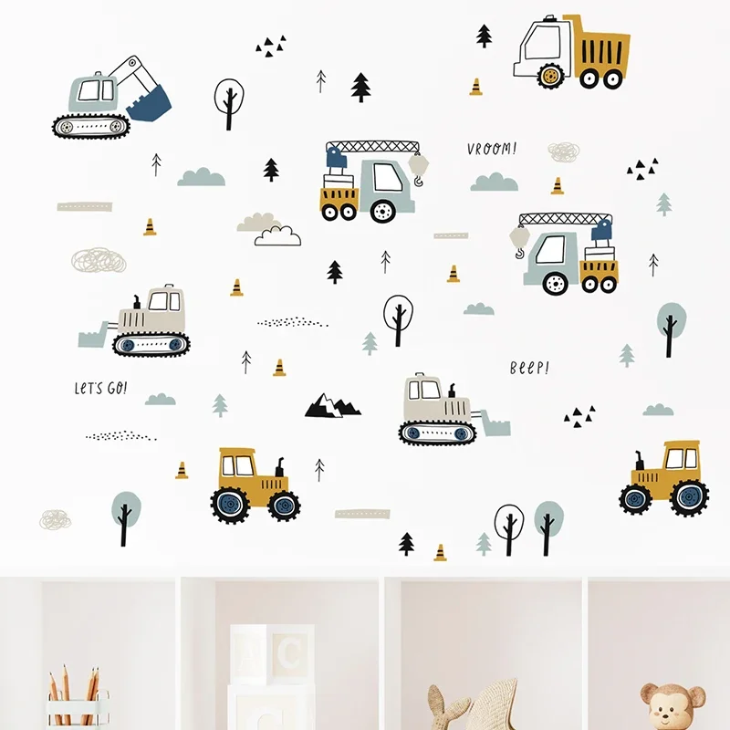 Hand Drawn Cute Cars Cargo Tru - đánh giá và giá Baby Nursery Wall Decals