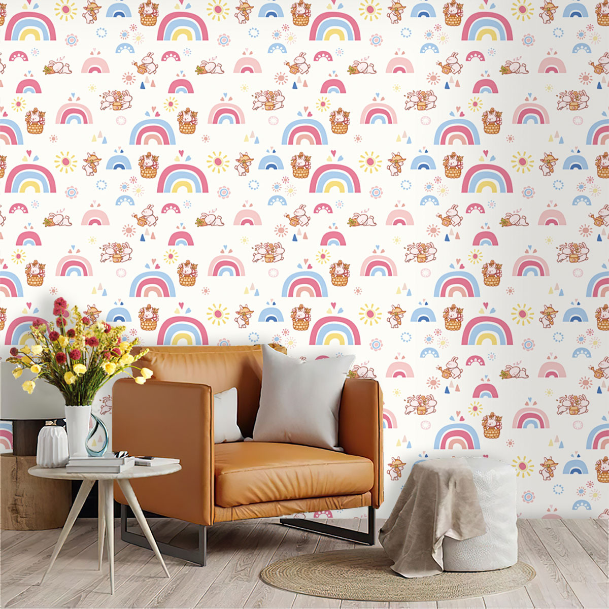 Boho Rainbow Kids Stick and Pe - đánh giá và giá Baby Nursery Wallpaper Girl