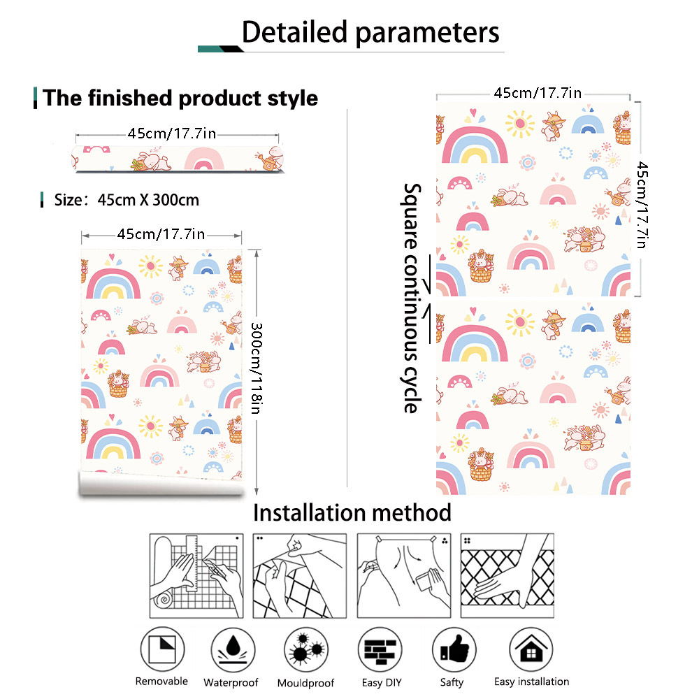 Boho Rainbow Kids Stick and Pe - đánh giá và giá Baby Nursery Wallpaper Girl
