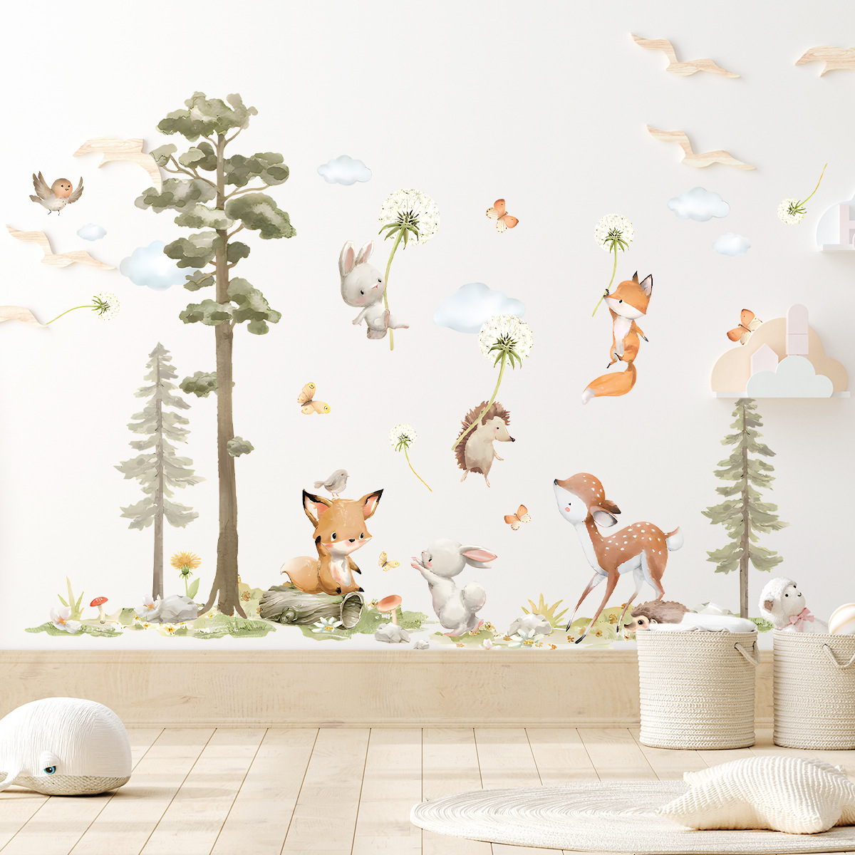 Cute Forest Animals Wall Stick - đánh giá và giá Baby Nursery Wallpaper Girl