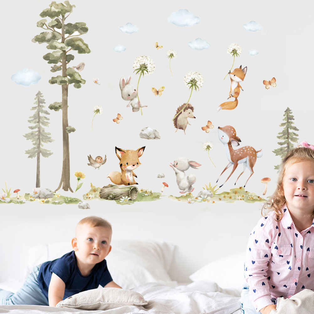 Cute Forest Animals Wall Stick - đánh giá và giá Baby Nursery Wallpaper Girl