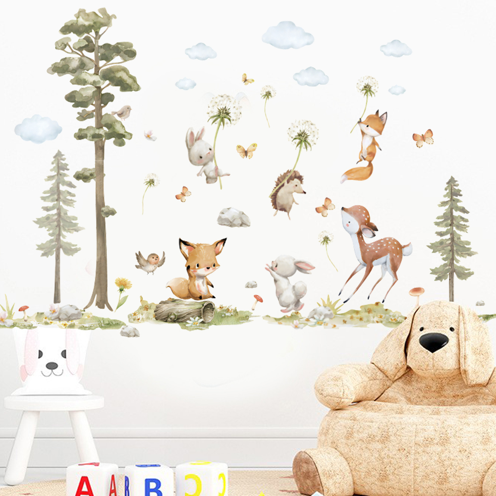 Cute Forest Animals Wall Stick - đánh giá và giá Baby Nursery Wallpaper Girl
