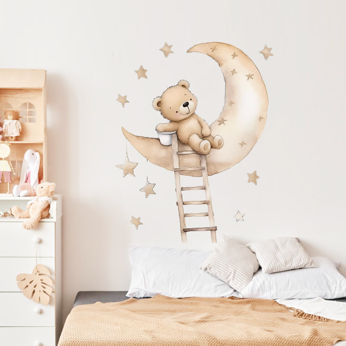Kawaii Bear Star Wall Stickers - đánh giá và giá Baby Nursery Wallpaper Girl