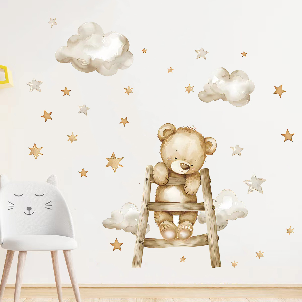 Kawaii Bear Star Wall Stickers - đánh giá và giá Baby Nursery Wallpaper Girl