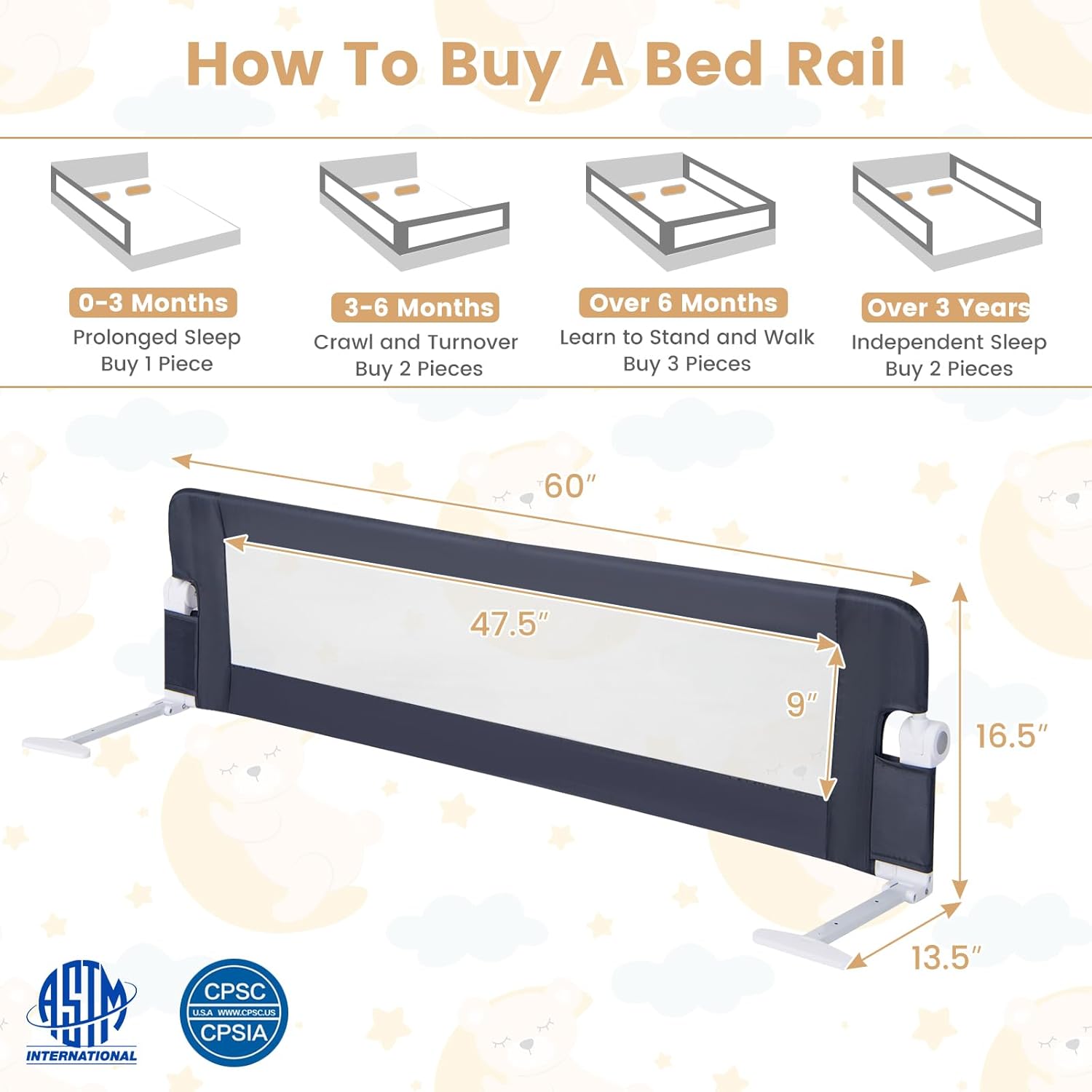 60-Inch Extra Long Bed Rail fo - đánh giá và giá Bed Rail Toddler