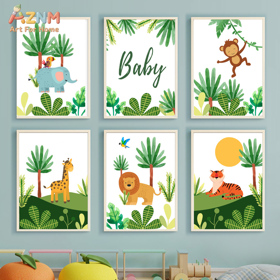 Cute Jungle Safari Nursery Wal - đánh giá và giá Baby Nursery Prints