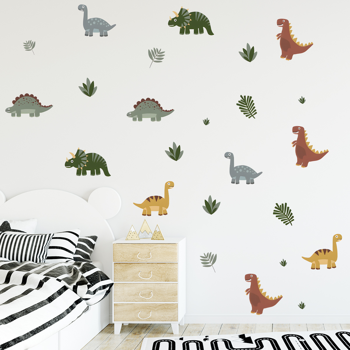 Cartoon Cute Dinosaur Leaf Ani - đánh giá và giá Baby Nursery Wall Decals