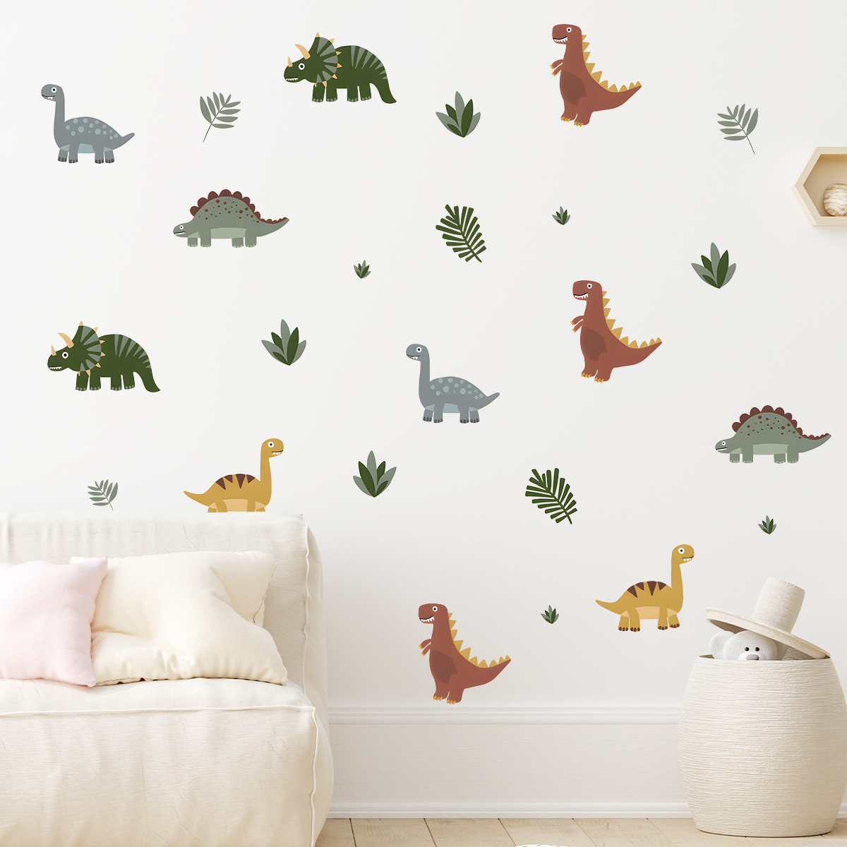 Cartoon Cute Dinosaur Leaf Ani - đánh giá và giá Baby Nursery Wall Decals