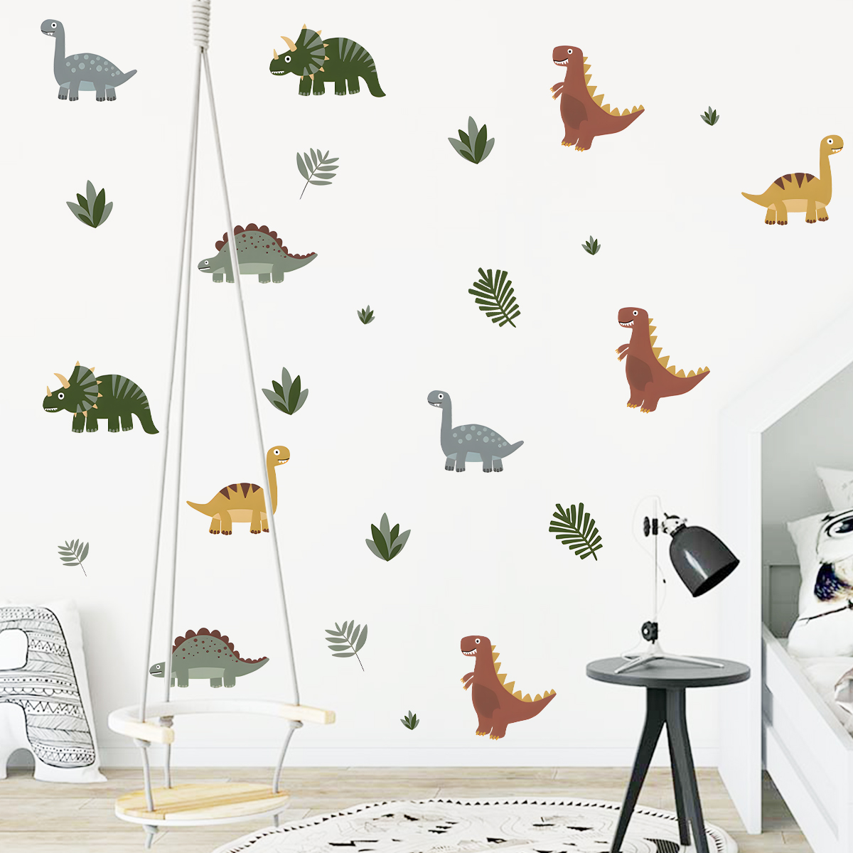 Cartoon Cute Dinosaur Leaf Ani - đánh giá và giá Baby Nursery Wall Decals