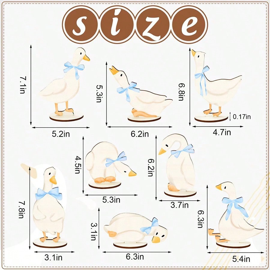 8pcs Cute Wooden White Goose T - đánh giá và giá Baby Nursery Gender Neutral