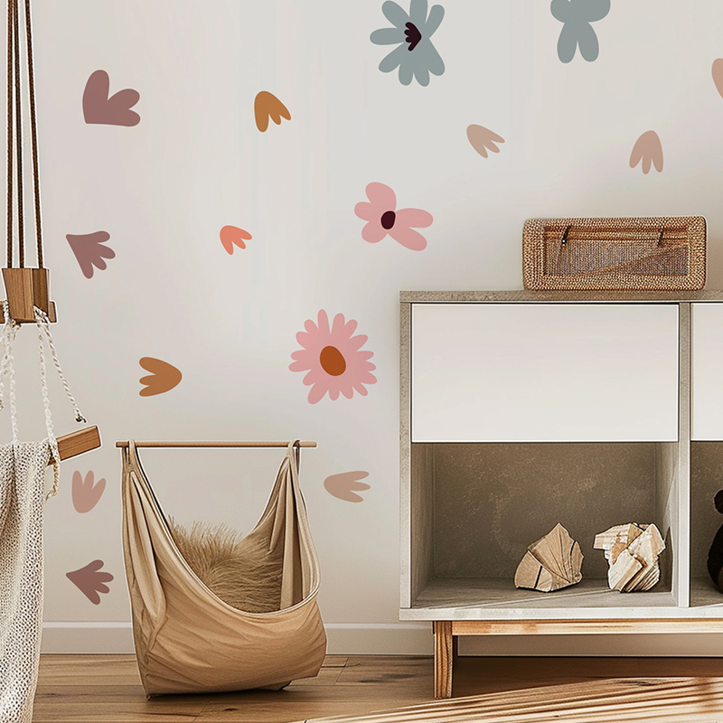 DIY Multicolored Flowers Wall  - đánh giá và giá Baby Nursery Wallpaper Girl