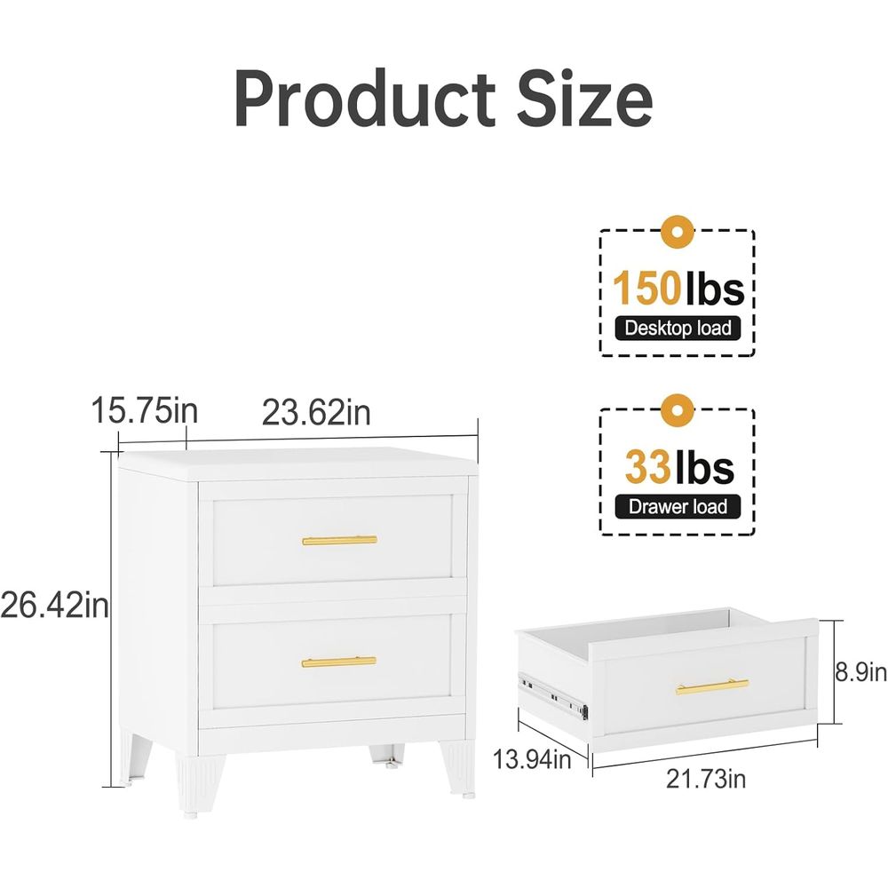 2 Drawers Metal Bedroom Dresse - đánh giá và giá Drawer Dresser White